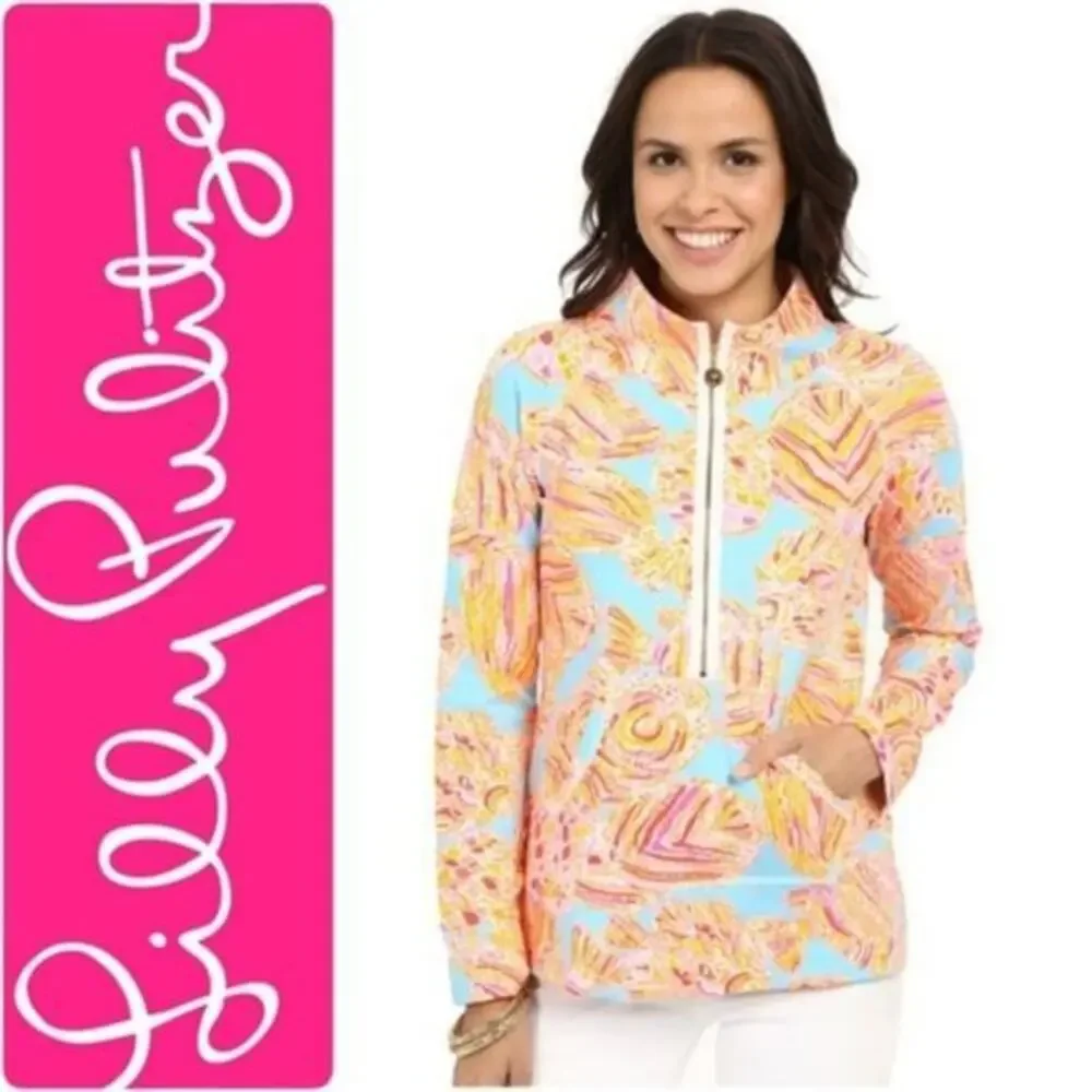 Lilly Pulitzer Popover‎ Top Pullover Tini Bikini 1/2 Zip Skipper Small Beach
